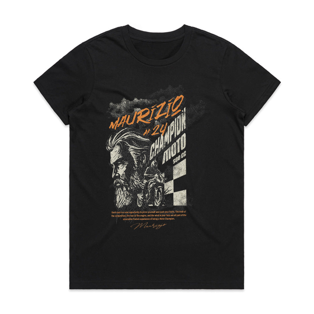 Maurizio Moto Champion T-Shirt – Speed, Legacy, and Glory