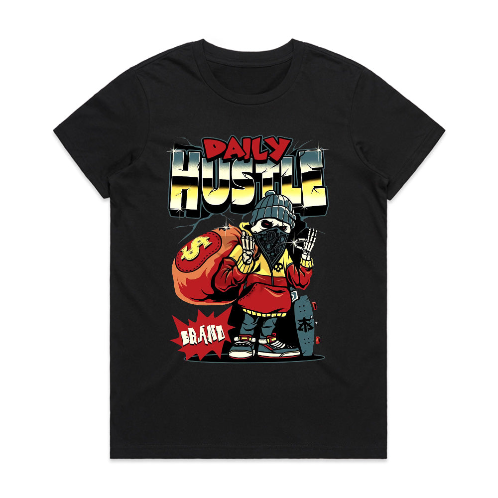 Daily Hustle" Urban Skater Skeleton Tee