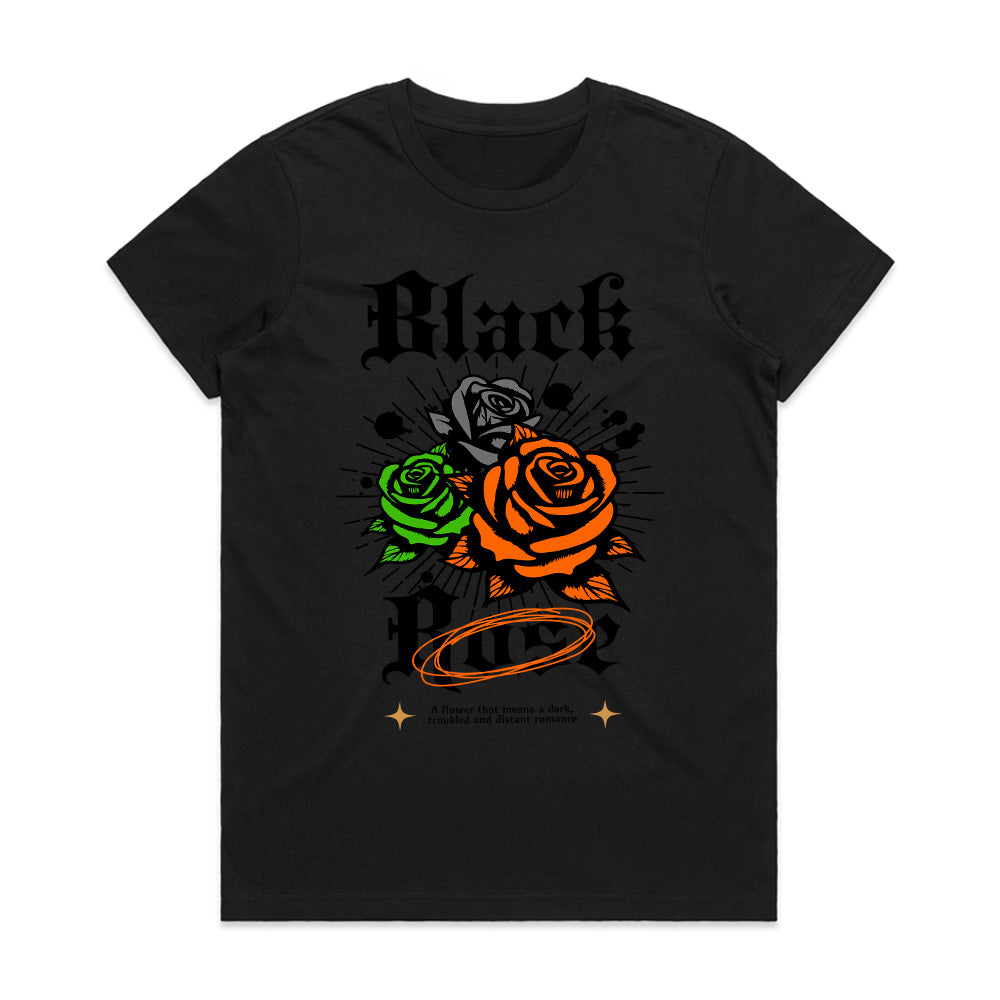 Black Roses: Neon Bloom Streetwear Tee