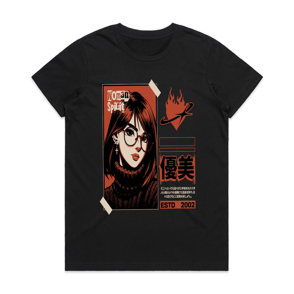 Woman Spirit '02: Edgy Anime Aesthetic Tee