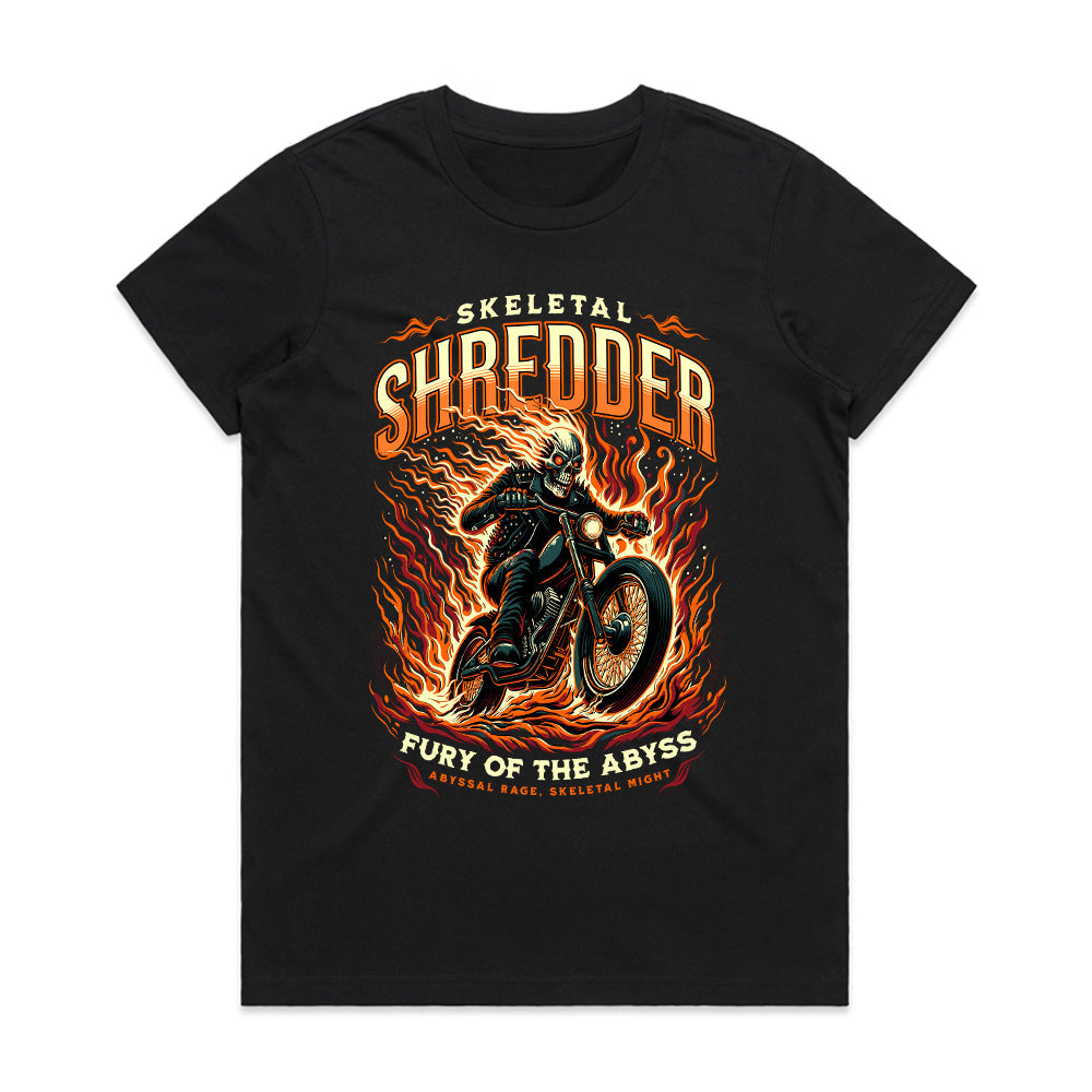 Skeletal Shredder T-Shirt – Fury of the Abyss, Ride the Flames