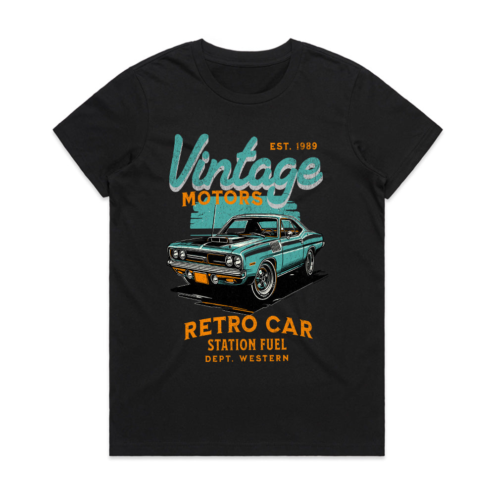 Vintage Motors Retro Car: Classic Teal Muscle Tee
