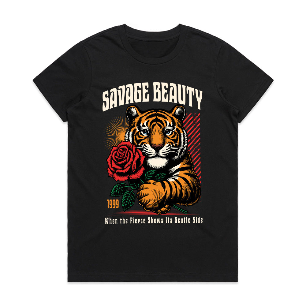 Savage Beauty: Tiger's Gentle Rose Graphic Tee