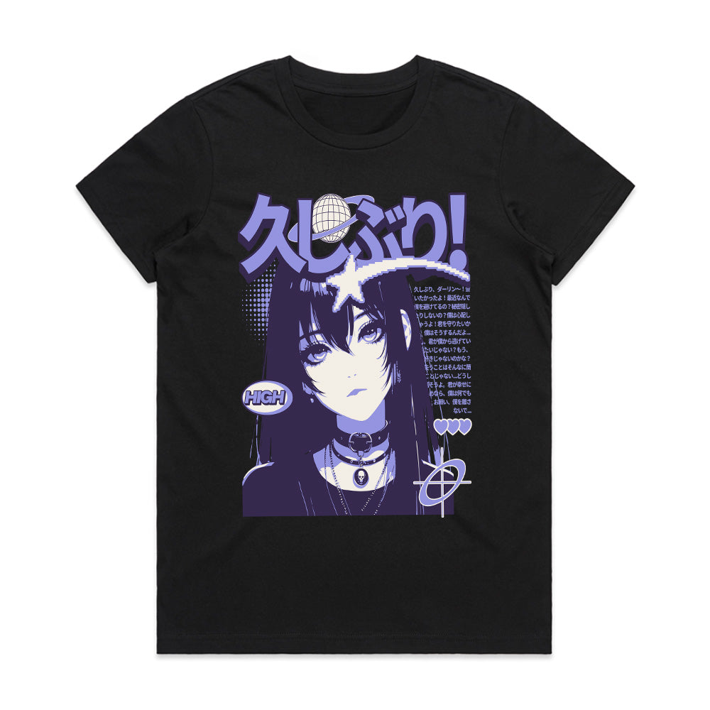 Neo-Noir Muse: Purple Tokyo Anime Tee