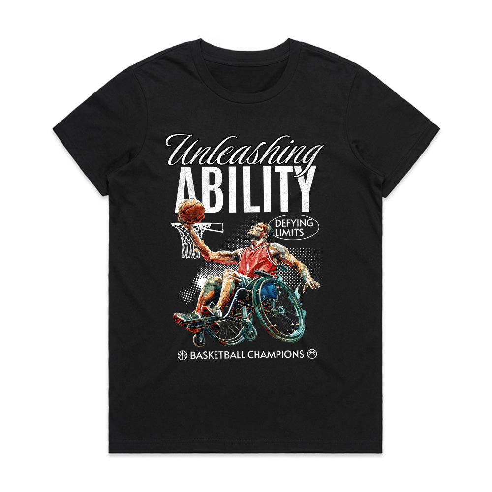 Limitless Court: Unleashing Ability Basketball Tee
