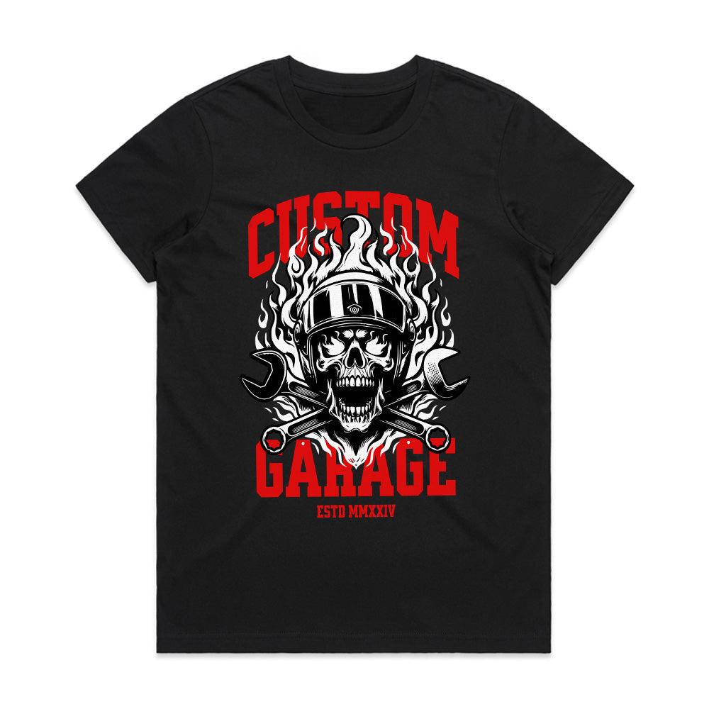 Custom Garage Biker T-Shirt – Built for Speed, Forged in Fire