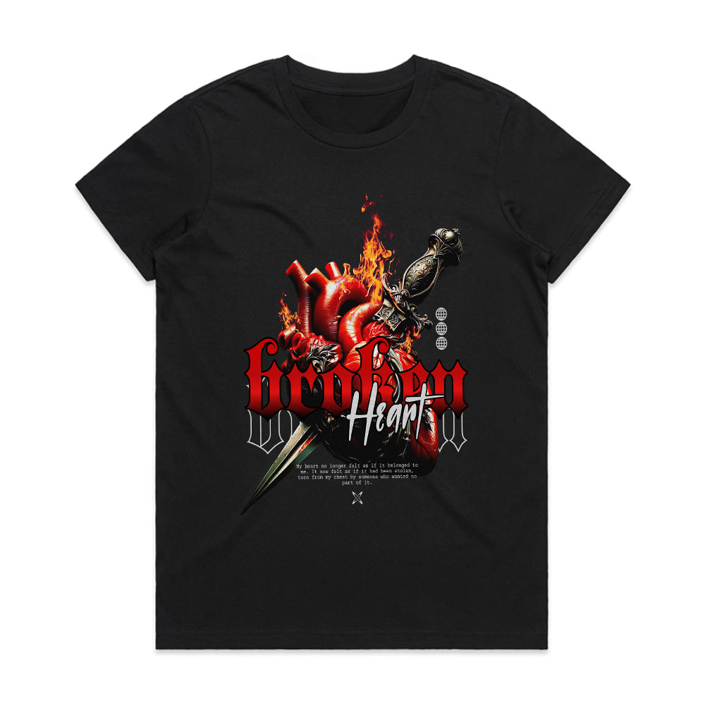 Broken Heart: Flame & Blade Streetwear Tee