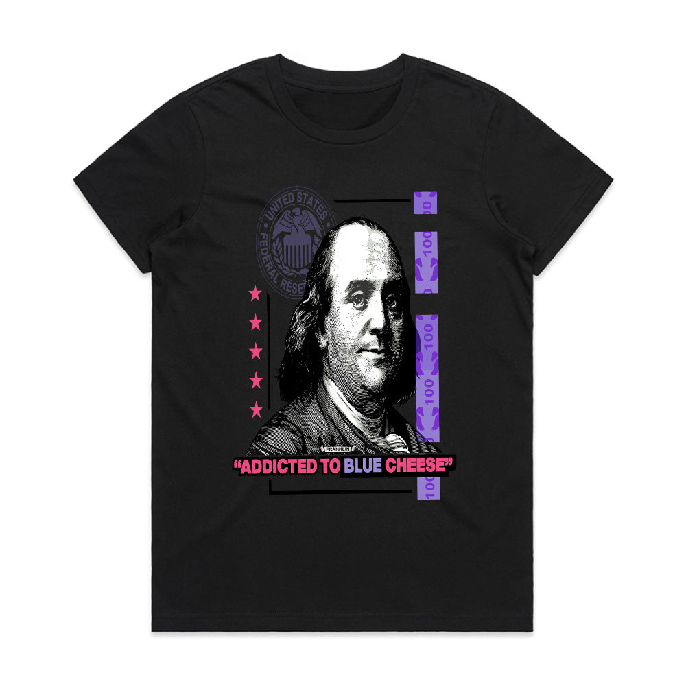 Blue Cheese Flex: Franklin Money Addict Tee