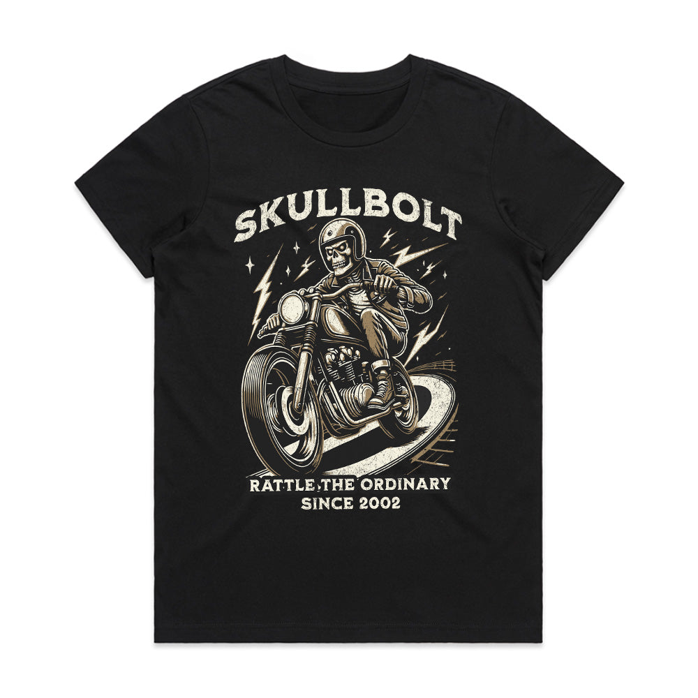 Skullbolt Biker T-Shirt – Rattle the Ordinary, Ride the Thunder