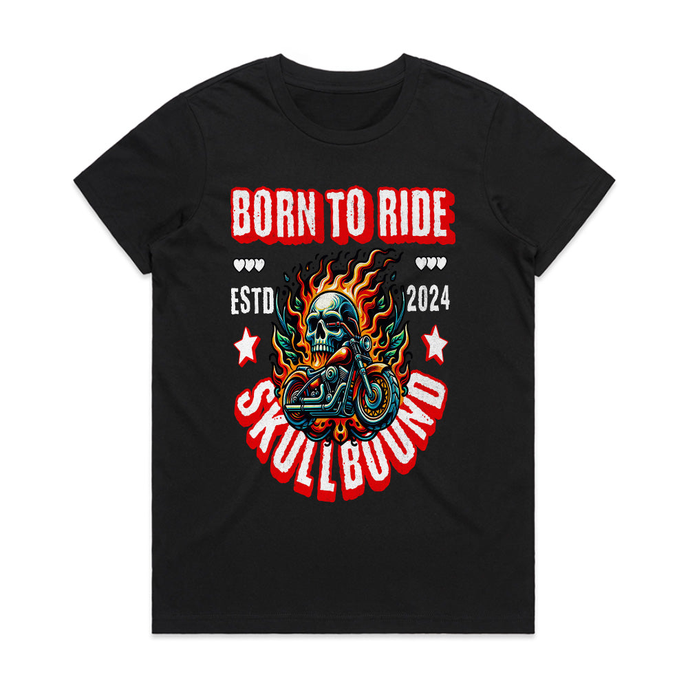 Born to Ride Skullbound" Fiery Chopper Tee
