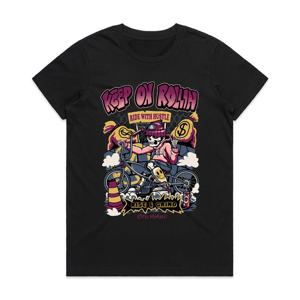Keep On Rollin': Hustle & Grind BMX Rider Tee