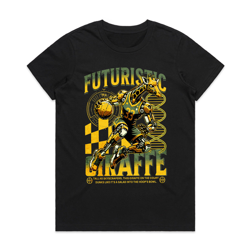 Cyber Slam: Futuristic Giraffe Dunk Tee