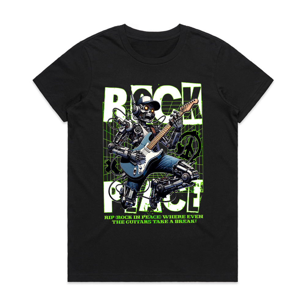 Rock Peace" Cyberpunk Skeleton Guitarist Tee