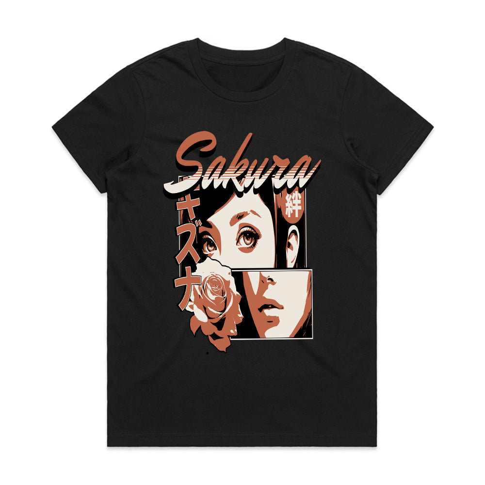 Blossom Noir: Sakura Retro Manga Tee