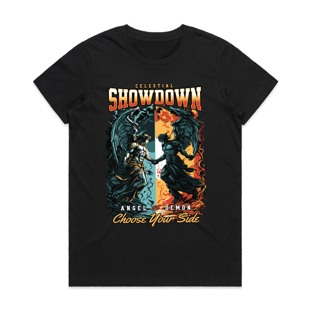Celestial Showdown: Angel vs Demon Battle Tee