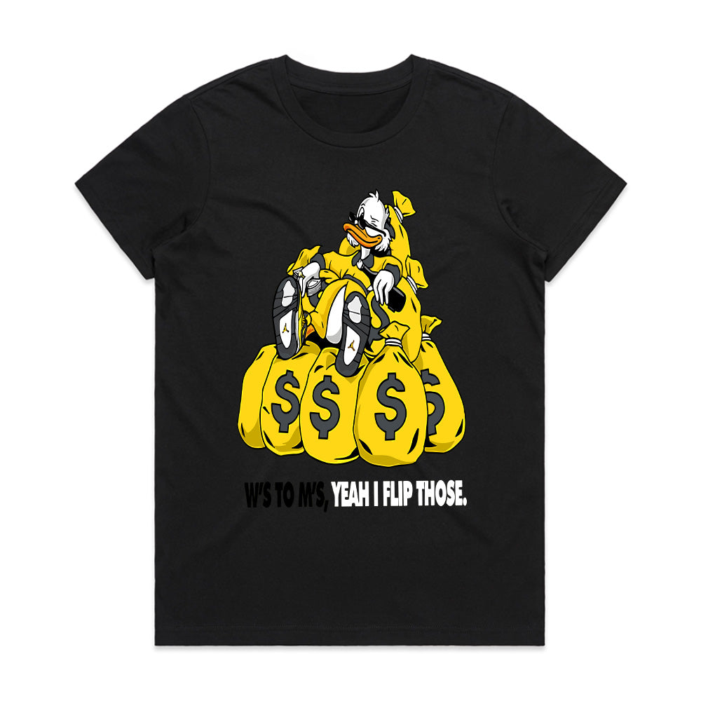 Money Bags Scrooge" Black T-Shirt