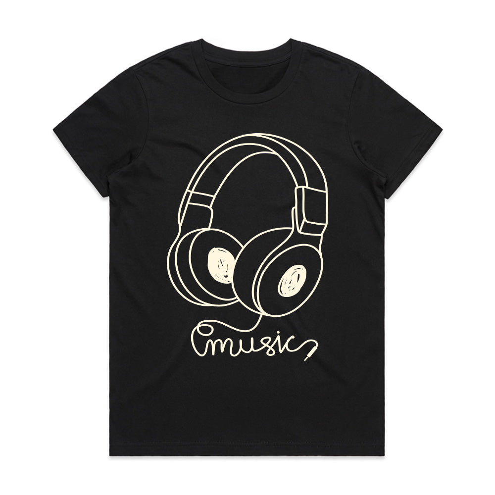 Sound Sketch: Minimalist Music Headphones Tee
