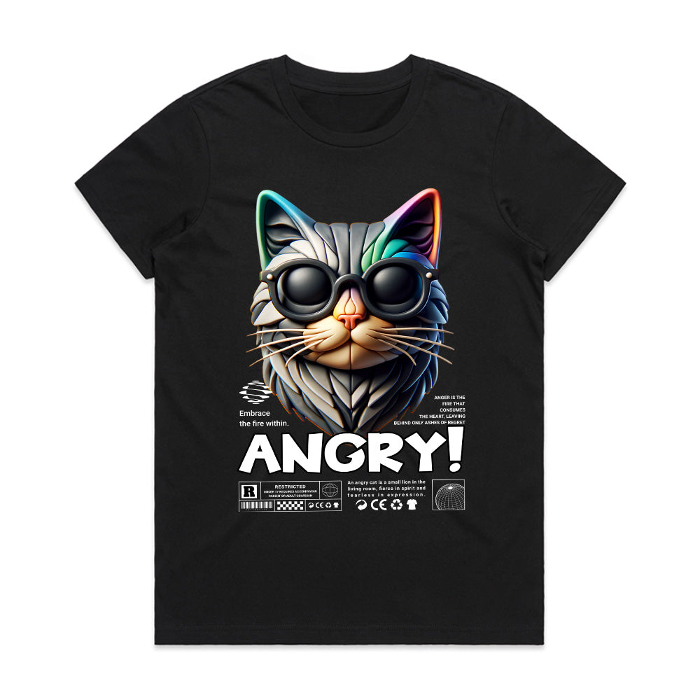 Furious Feline: Angry Cat Rebel Tee