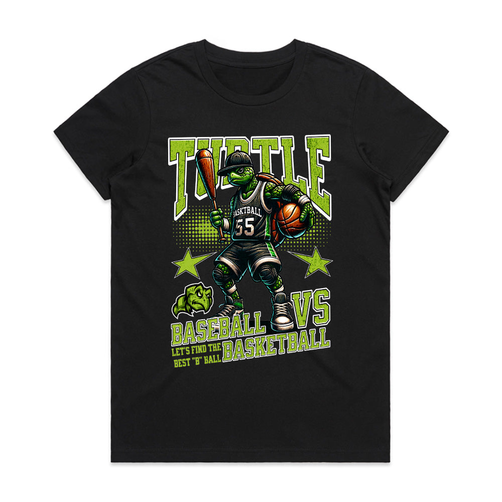 Turtle Showdown: Baseball vs Basketball Tee