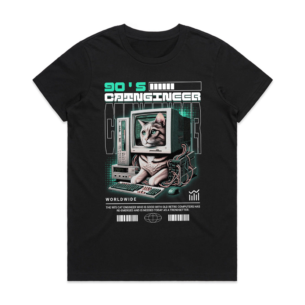 Retro Catngineer: 90’s Techno Kitty Tee