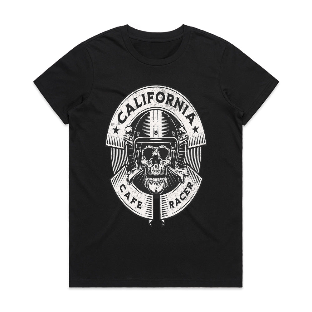 California Café Racer – Vintage Skull Biker T-Shirt