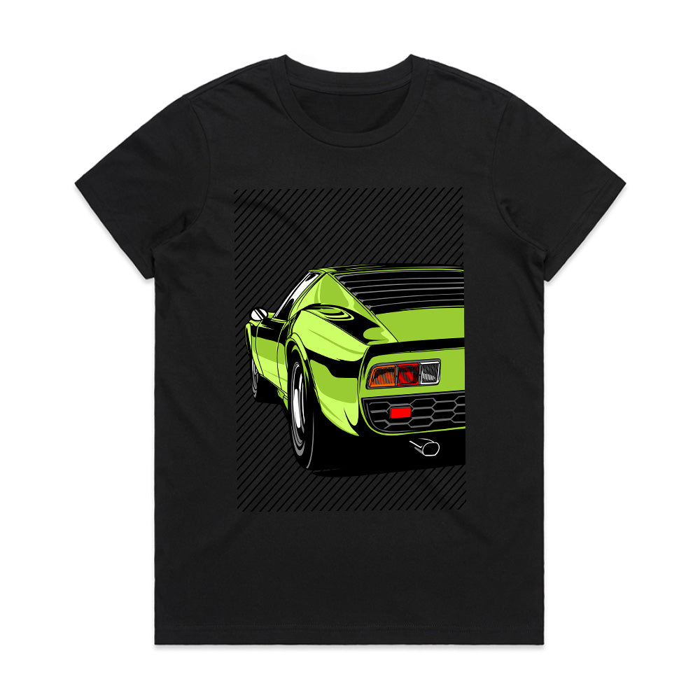 De Tomaso Pantera Retro Supercar T-Shirt – Lime Green Classic Edition