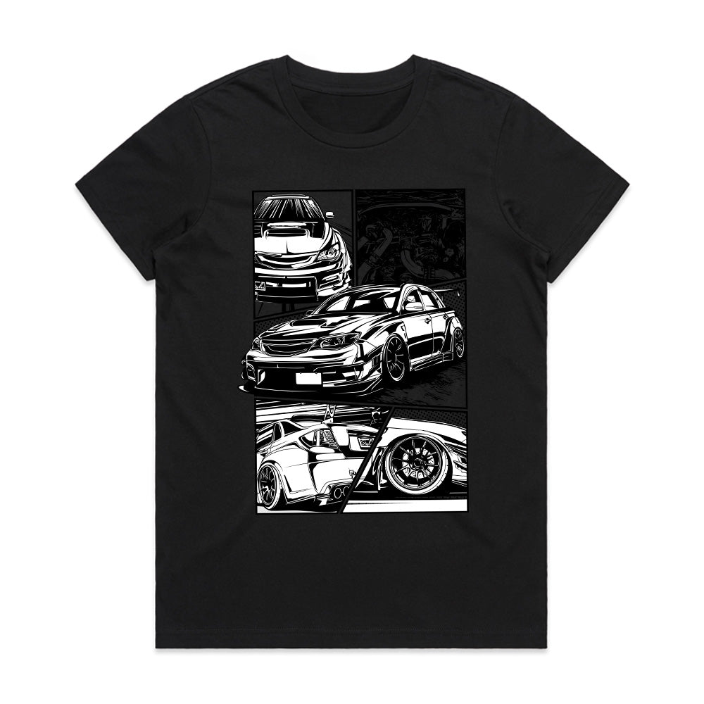 Subaru WRX Stance Art T-Shirt – JDM Black & White Street Edition