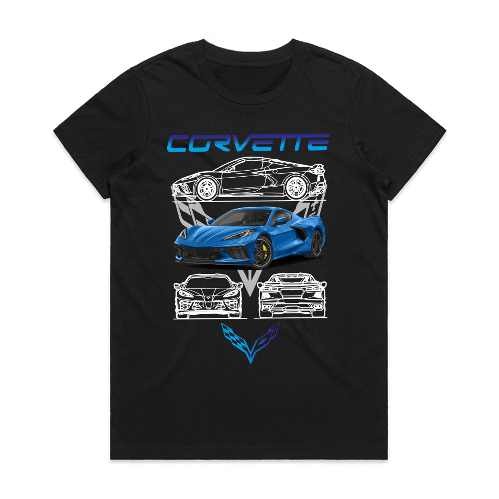 Corvette Legacy - Blueprint Edition Supercar Tee