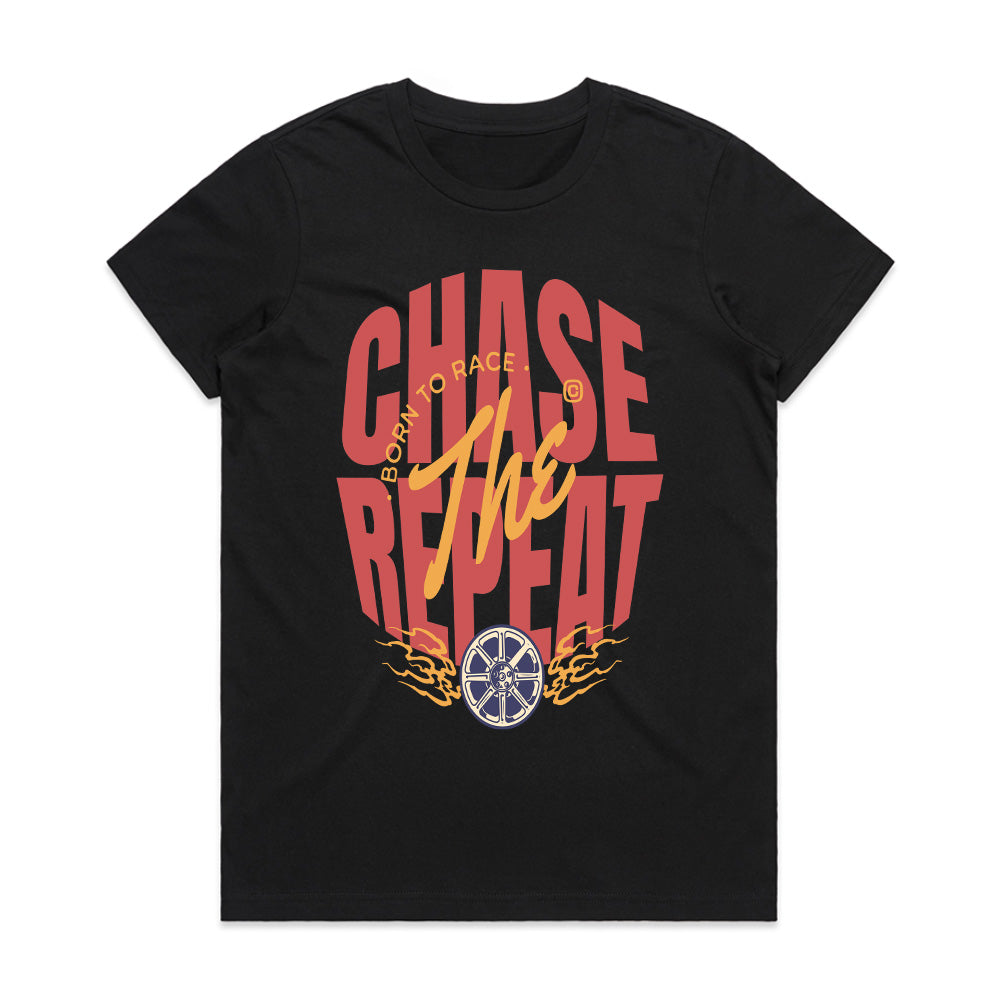 Chase The Repeat – Born to Race Typography T-Shirt