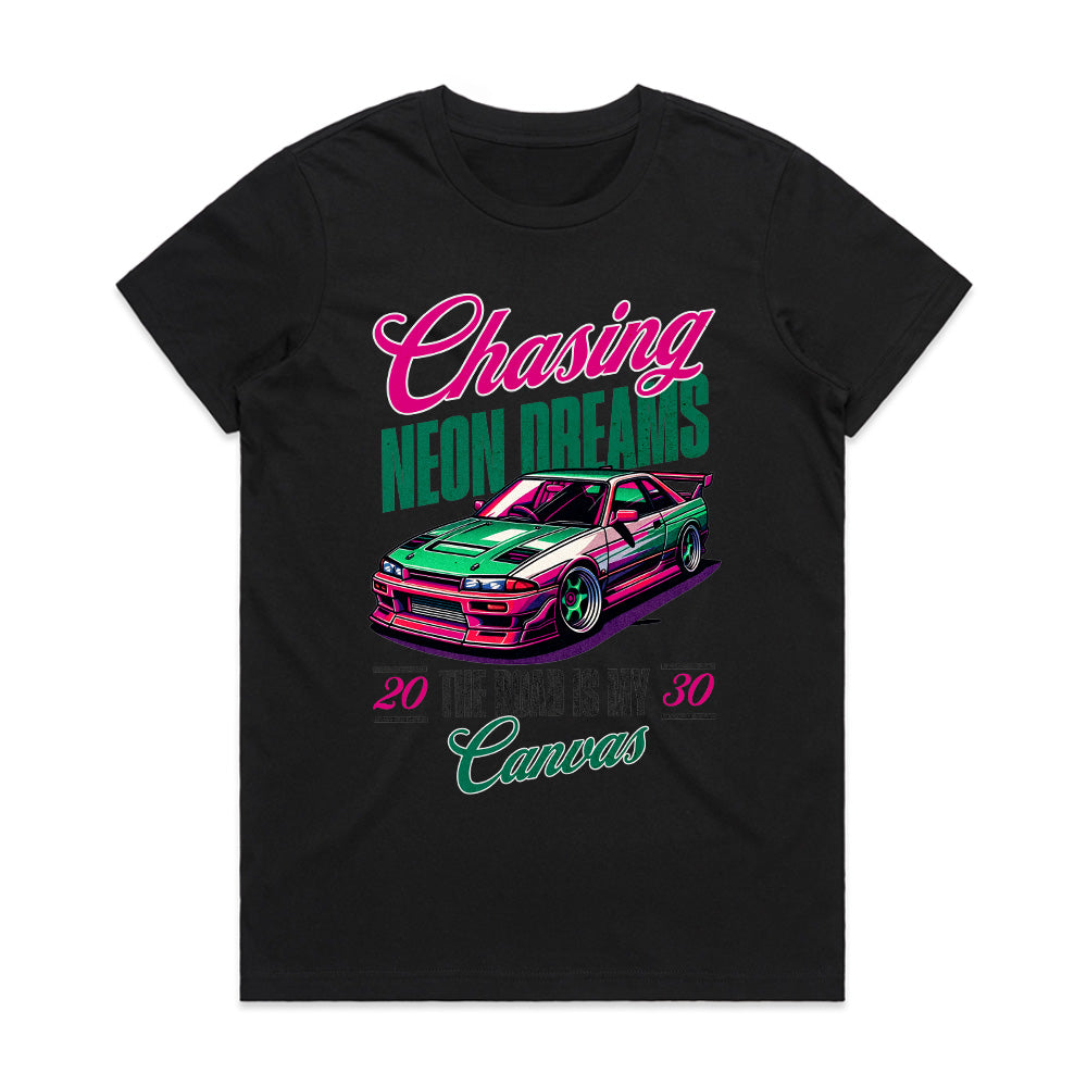 Chasing Neon Dreams – Retro Racing Art T-Shirt
