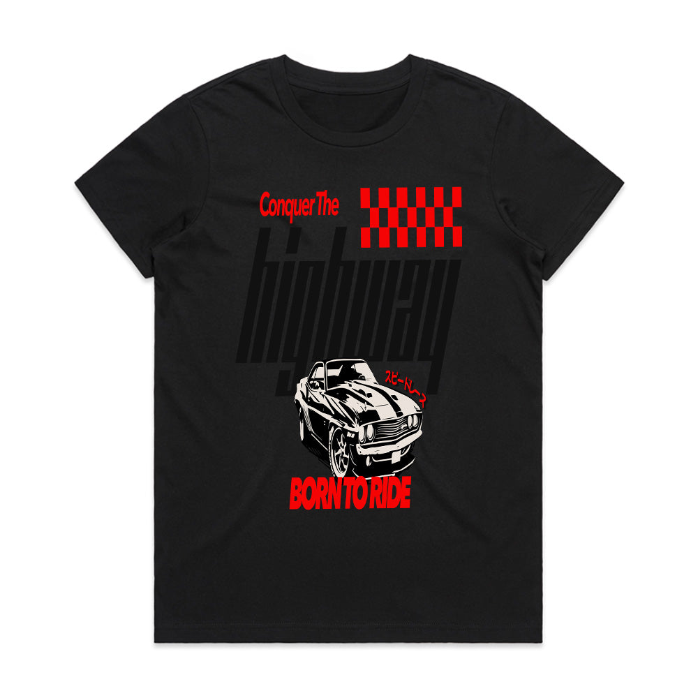 Conquer The Highway - Born to Ride Muscle Car Tee