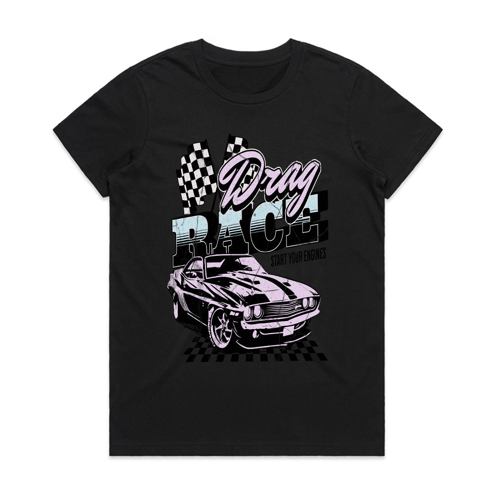Drag Race - Retro Muscle Car Racing Tee