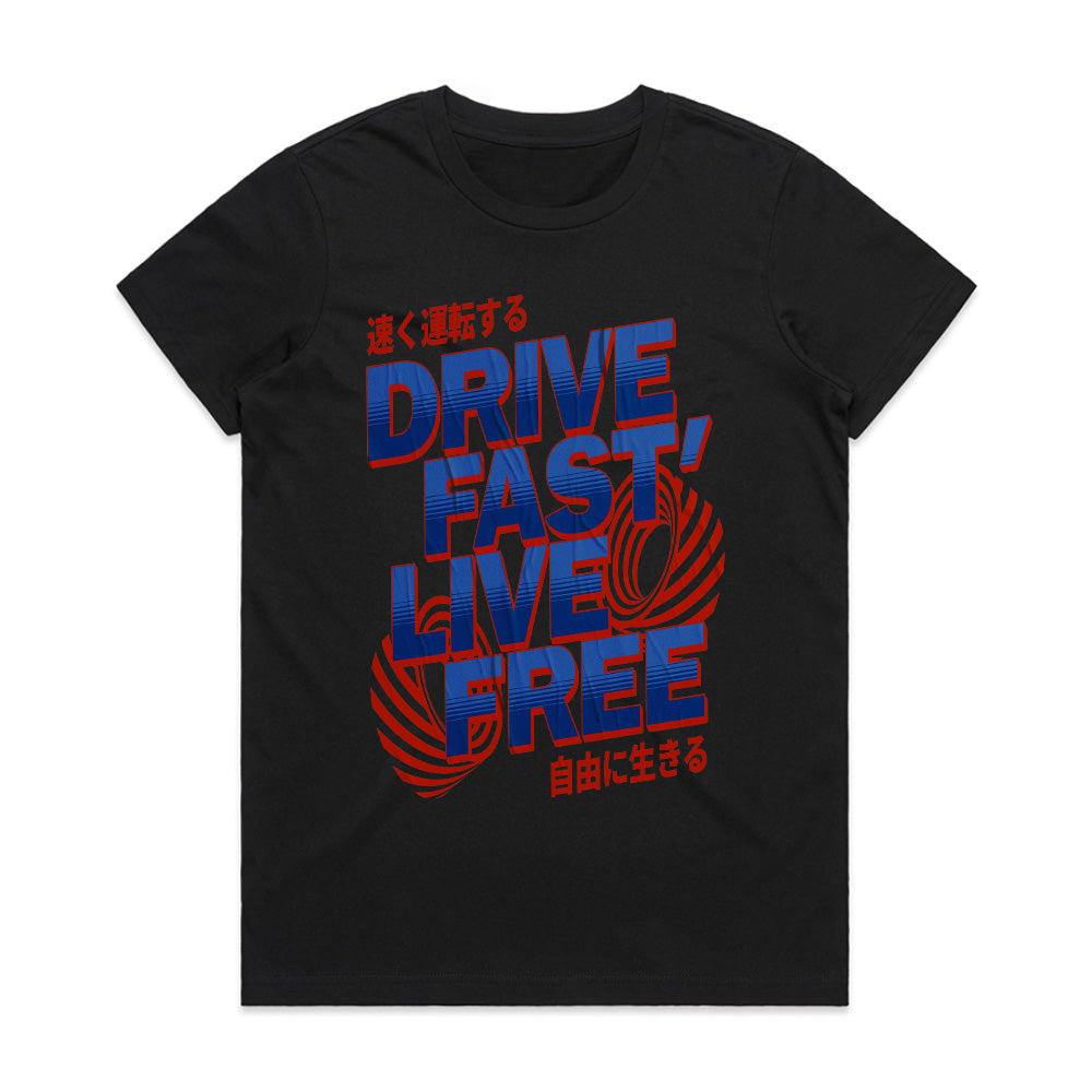 Drive Fast, Live Free - Japanese Street Racing Tee
