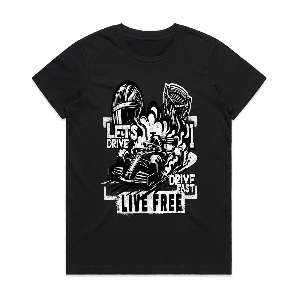 Drive Fast, Live Free - Formula Racing Freedom Tee