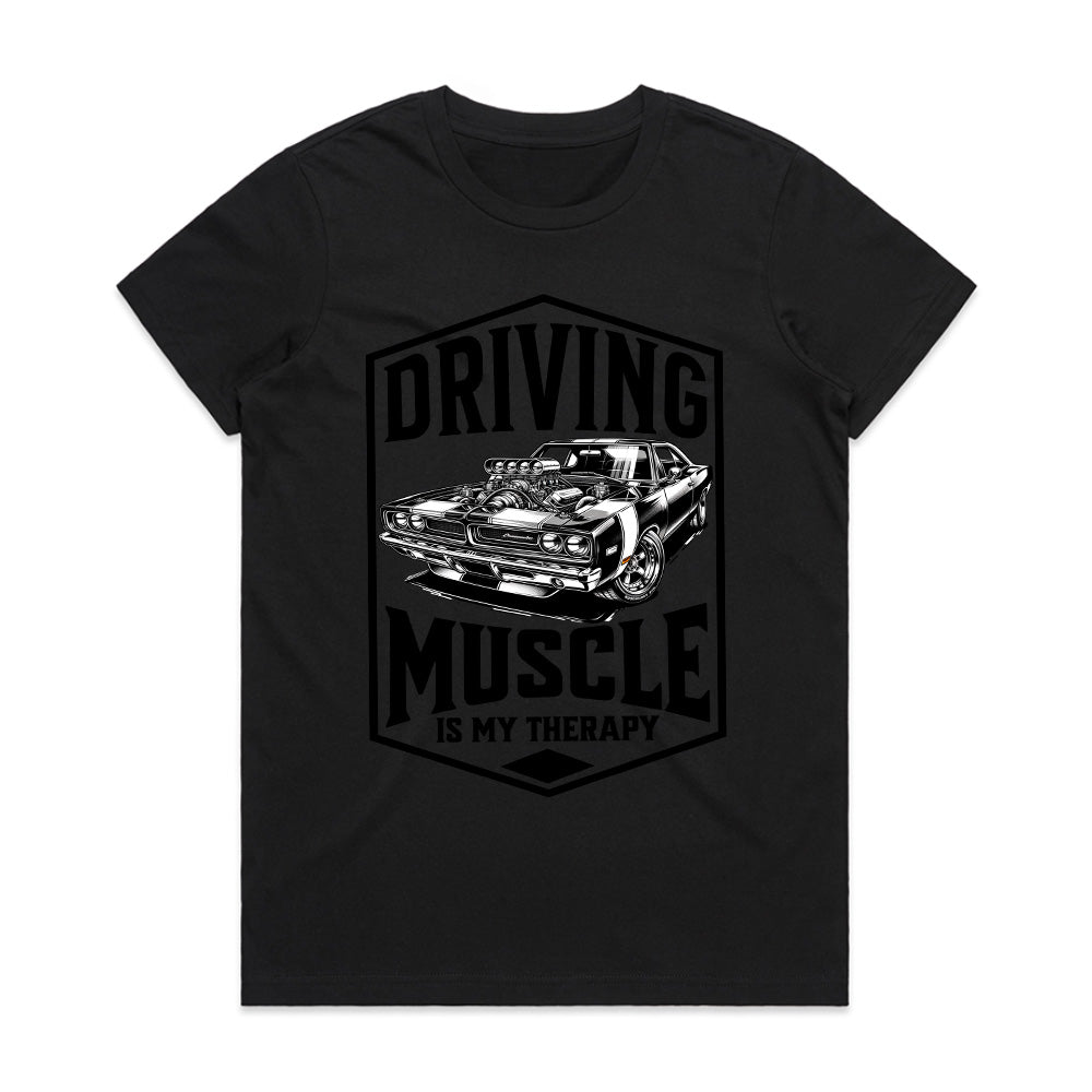 Driving Muscle Is My Therapy - Classic Muscle Car Tee