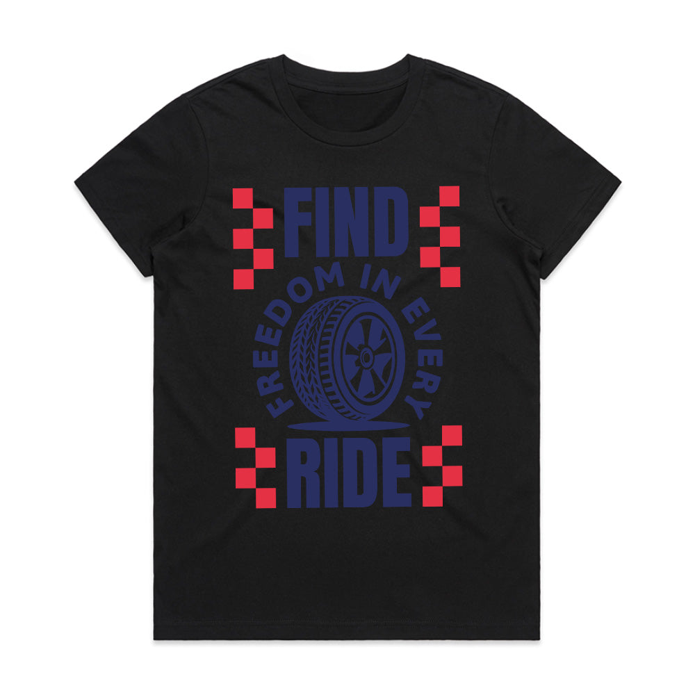 Find Freedom In Every Ride - Car Enthusiast Bold Typography T-Shirt