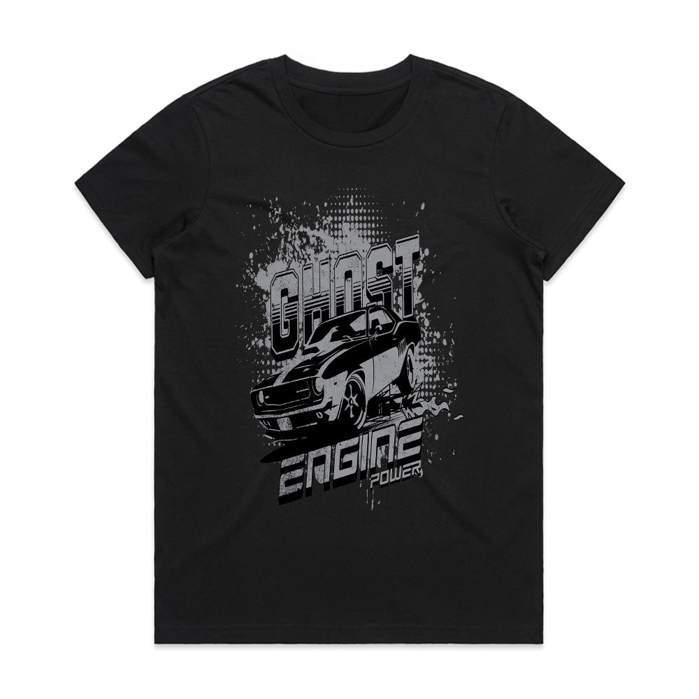 Ghost Engine Power: Monochrome Muscle Car T-Shirt