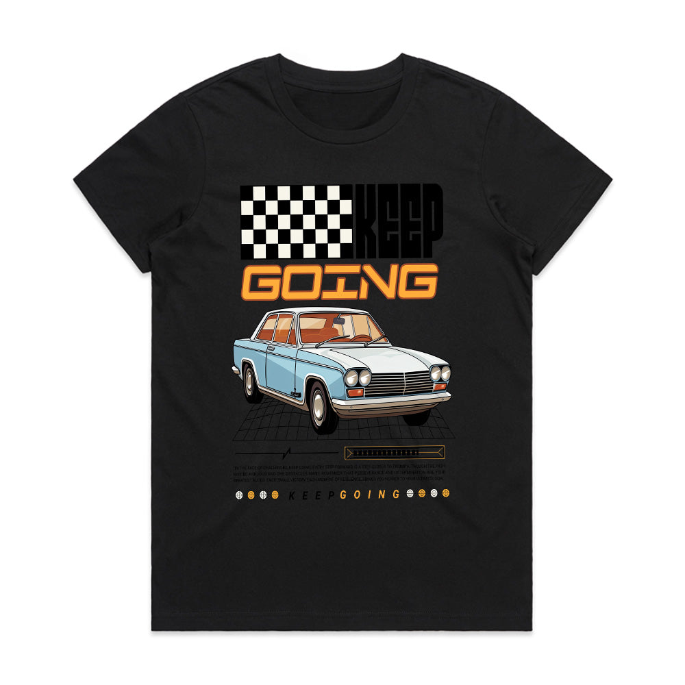 Keep Going: Retro Classic Car Motivation T-Shirt