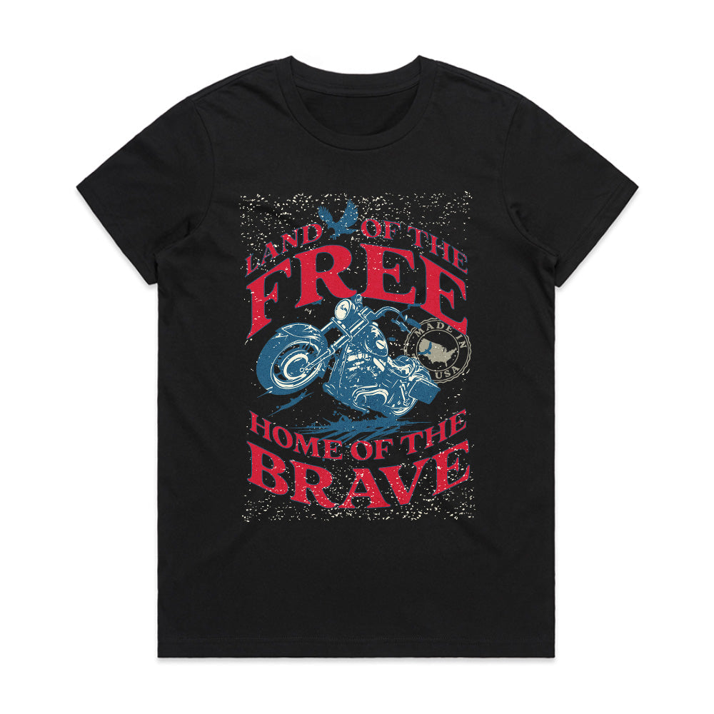 Land of the Free – Home of the Brave Patriotic Biker T-Shirt