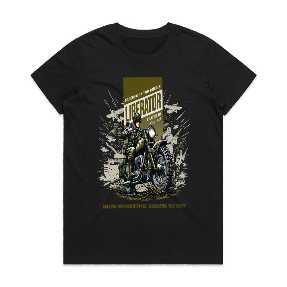 Liberator Ride: WWII Flathead Motorcycle Tribute T-Shirt