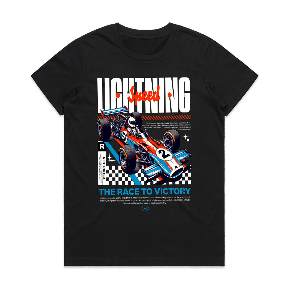 Lightning Speed: Retro Race Victory T-Shirt