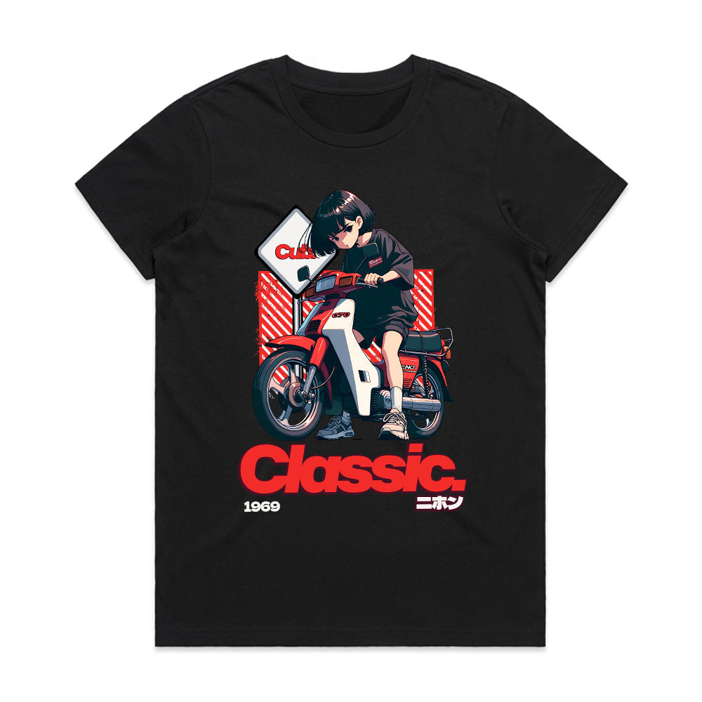 Classic Nihon – Retro Anime Scooter Rider Japanese Streetwear T-Shirt