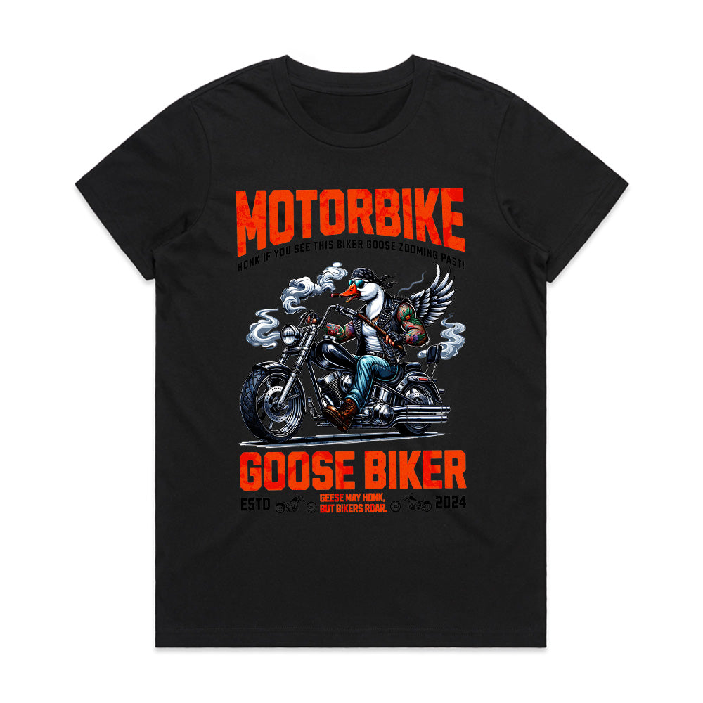 Goose Biker – Honk & Roar Funny Motorcycle T-Shirt