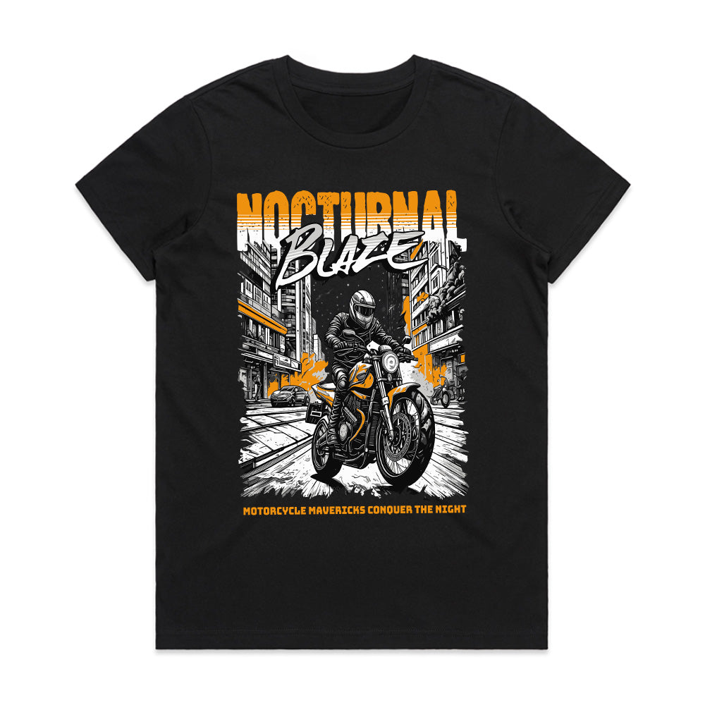 Nocturnal Blaze – Motorcycle Mavericks Graphic T-Shirt