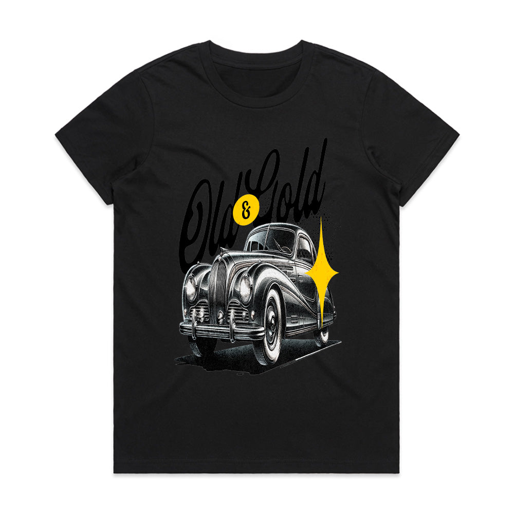 Old & Gold Vintage Classic Car T-Shirt – Timeless Elegance Edition