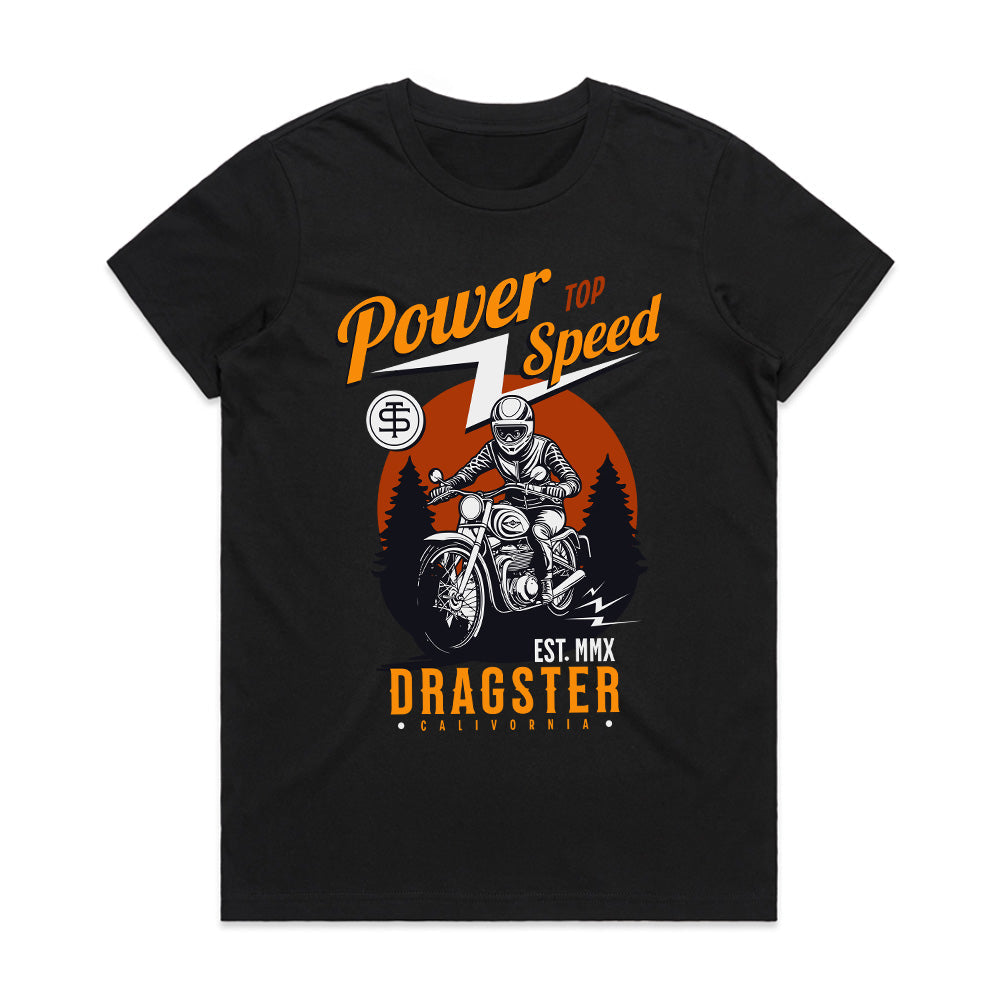 Power Top Speed T-Shirt – Vintage Dragster Motorcycle Racing Tee