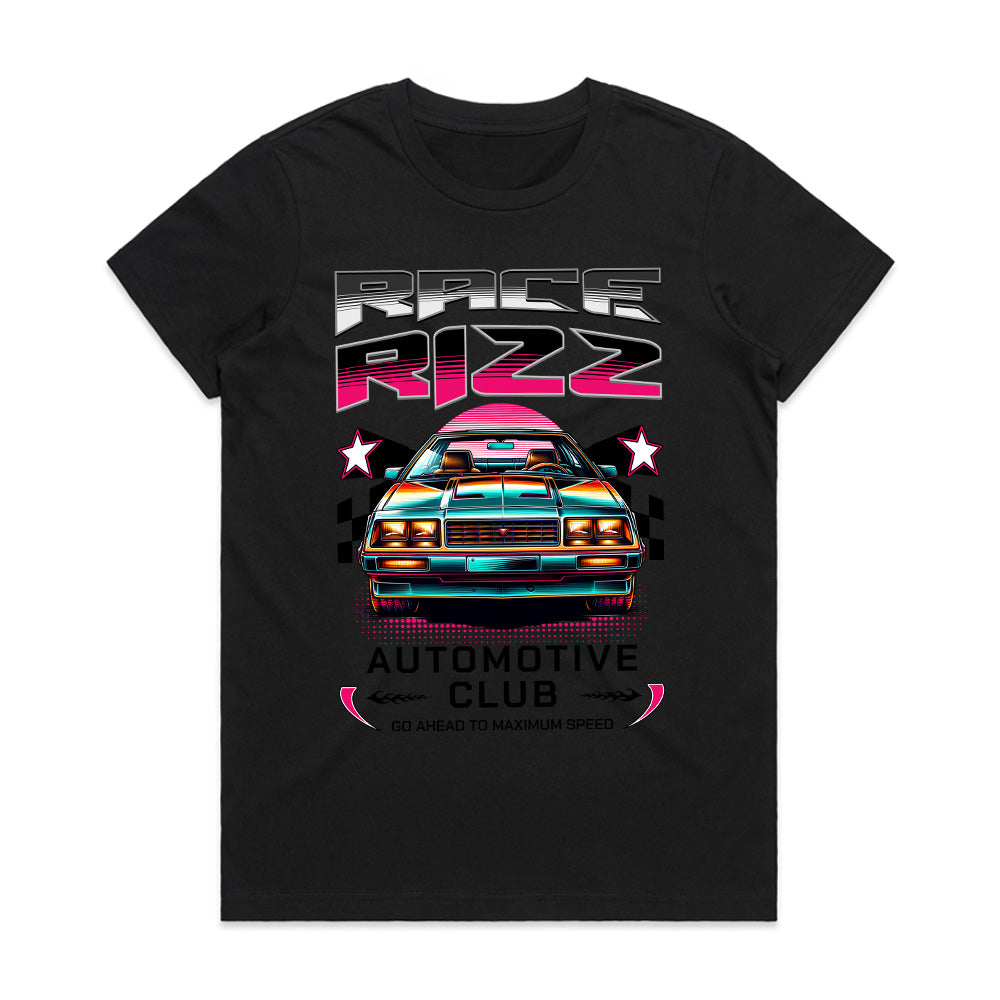 Race Rizz T-Shirt – Retro Neon Automotive Club Edition