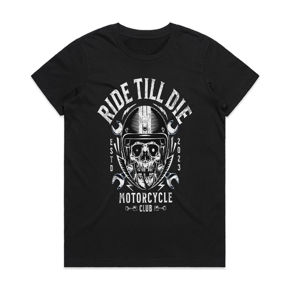 Ride Till Die T-Shirt – Hardcore Biker Skull Motorcycle Club Tee