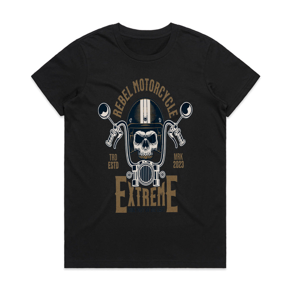 Rebel Motorcycle Extreme T-Shirt – Skull Biker Chopper Rider Tee