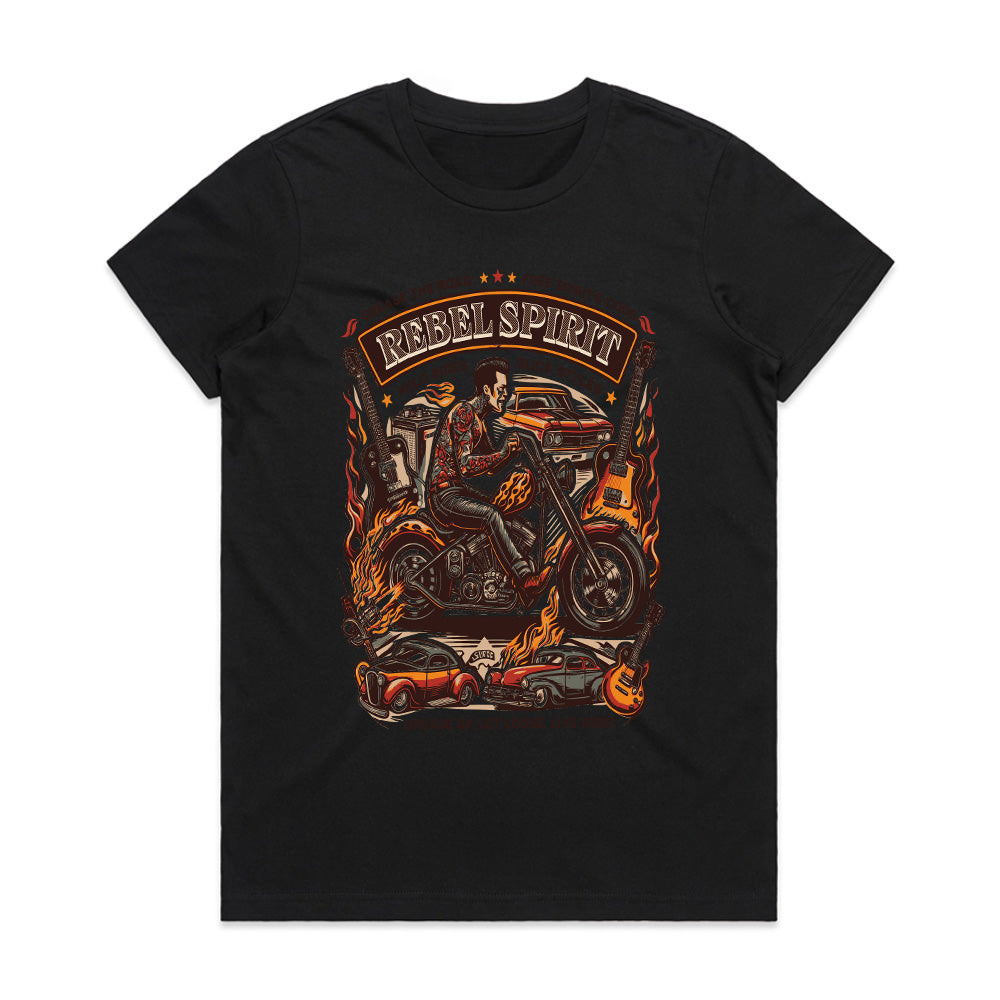 Rebel Spirit T-Shirt – Vintage Chopper Biker & Rock 'n' Roll Tee
